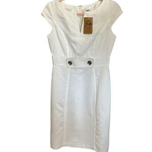 Sandra Darren White Cap Sleeve Mini Dress